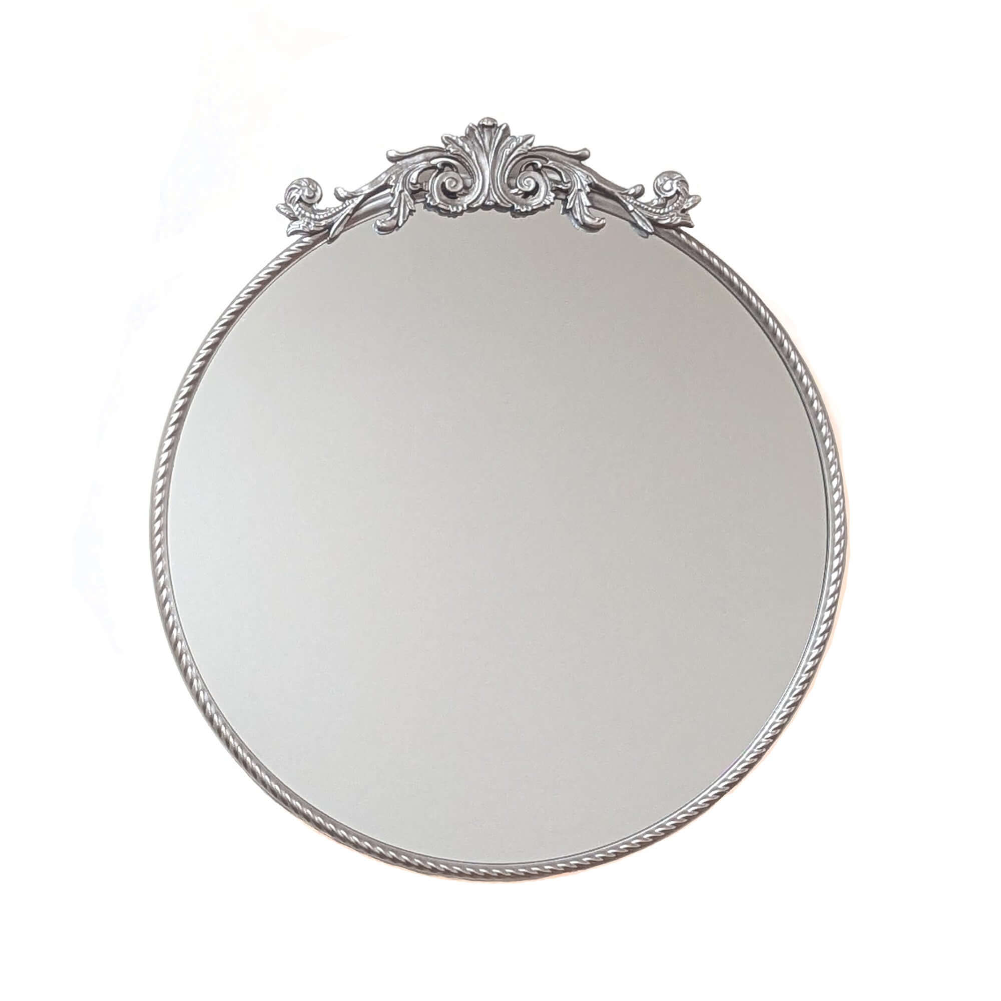 Baroque Silver Round Wall Mirror Ornate 60cm