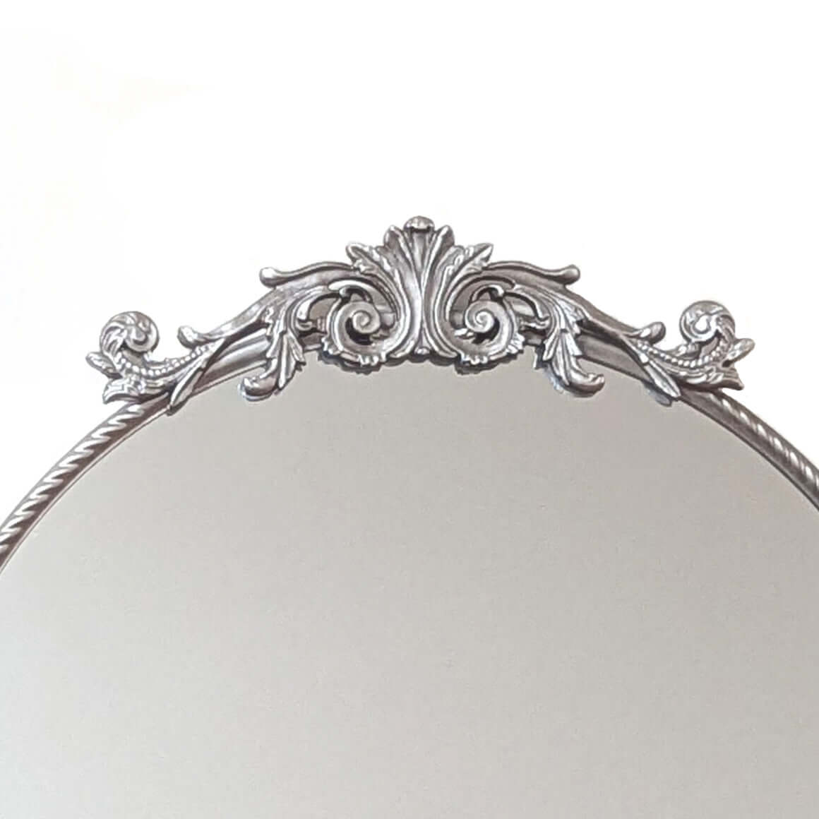 Baroque Silver Round Wall Mirror Ornate 60cm