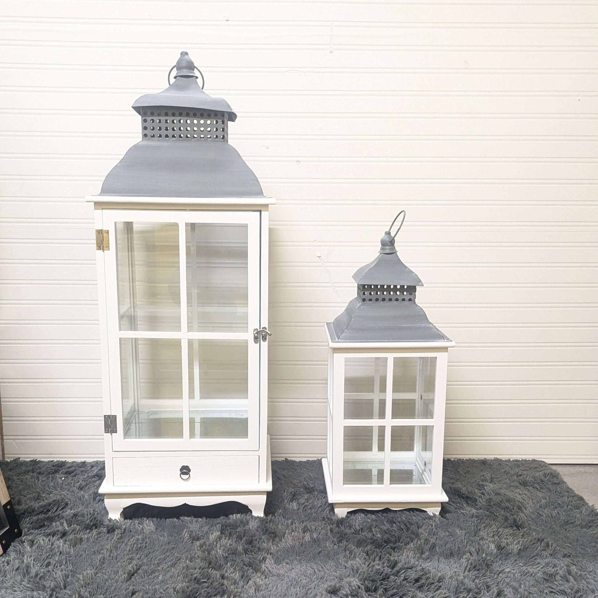 Tall Decorative Rustic Extra Large Lantern Set