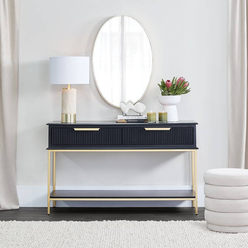 Aimee Drawer Console Table Black - 140cm Luxury Co
