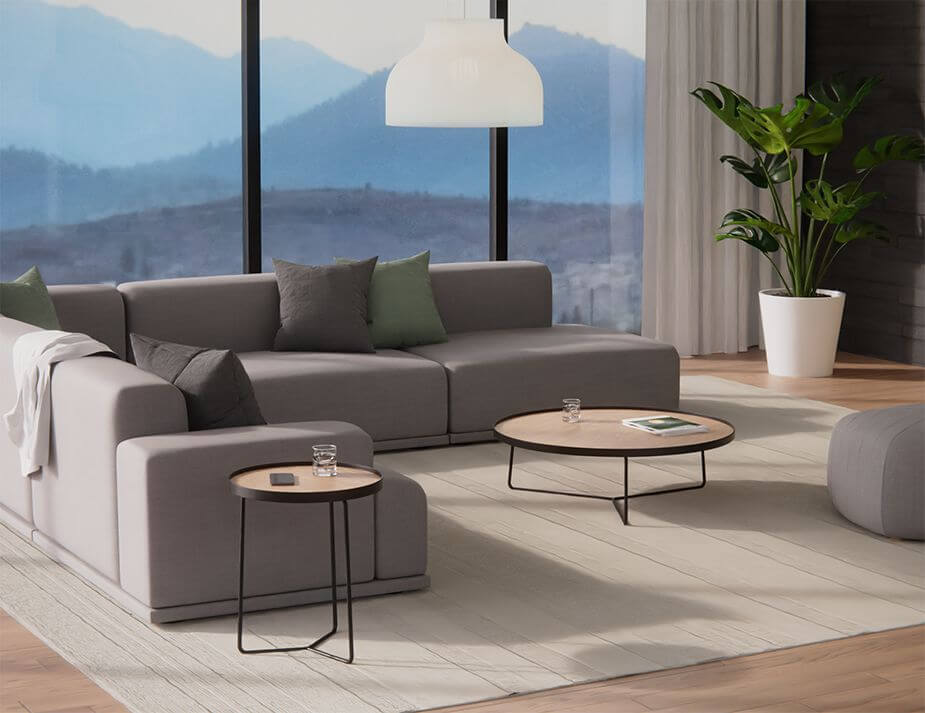 Alora Round Coffee Table Black Modern Oak - Large Luxury Co