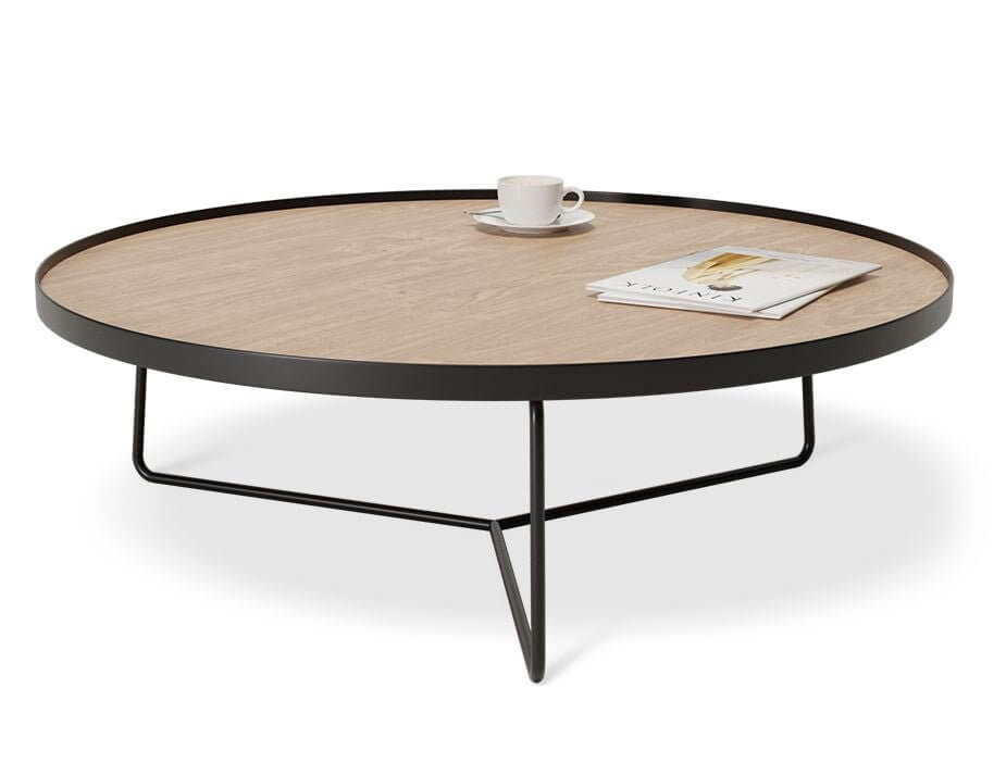 Alora Round Coffee Table Black Modern Oak - Large Luxury Co