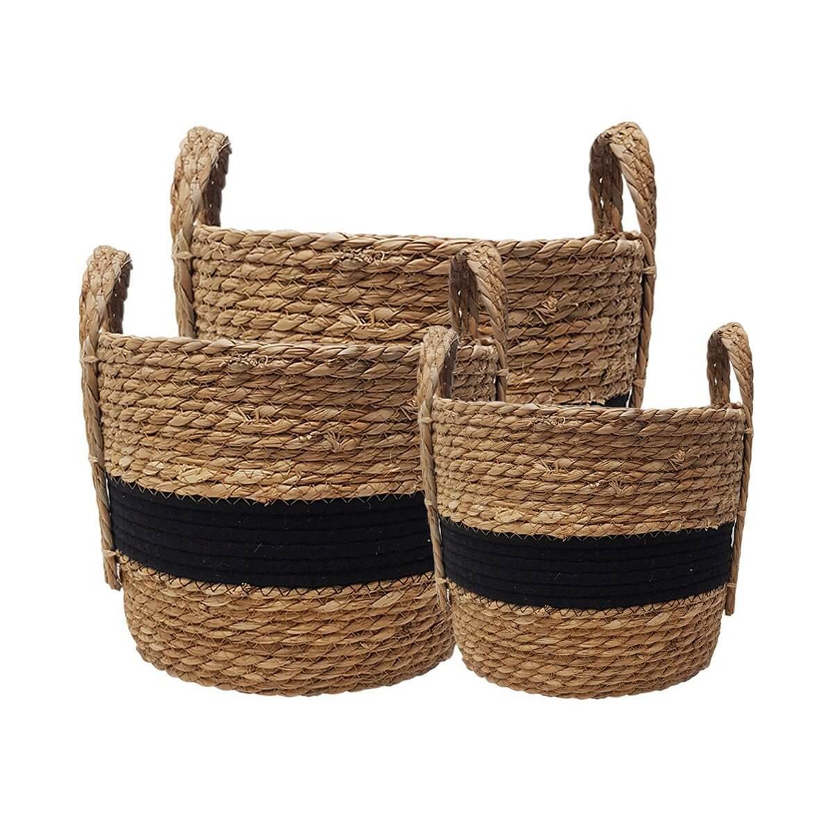 Andrew Striped Storage Hamper - Black/Natural Luxury Co