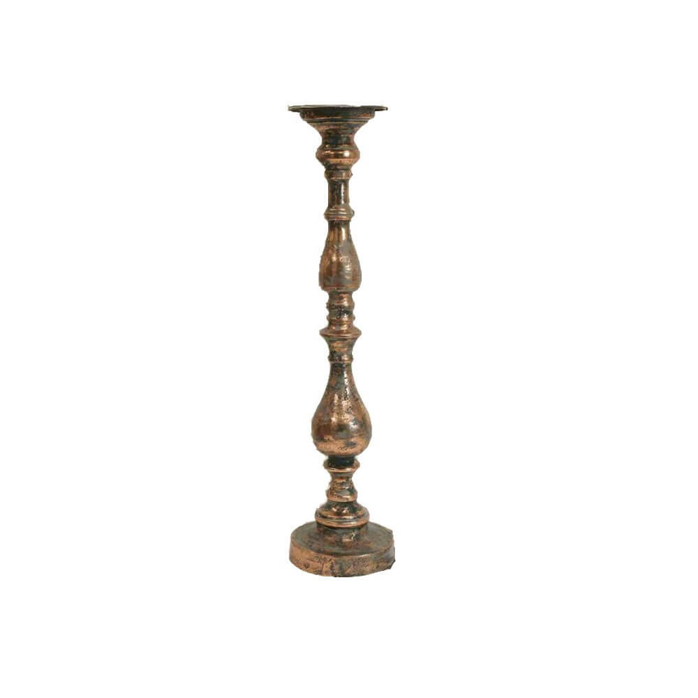 Antique Candle Holder Aged Pillar Rustic Gold - 54cm Luxury Co