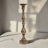 Antique Candle Holder Majestic Aged Gold Tall Pillar Candle Holder