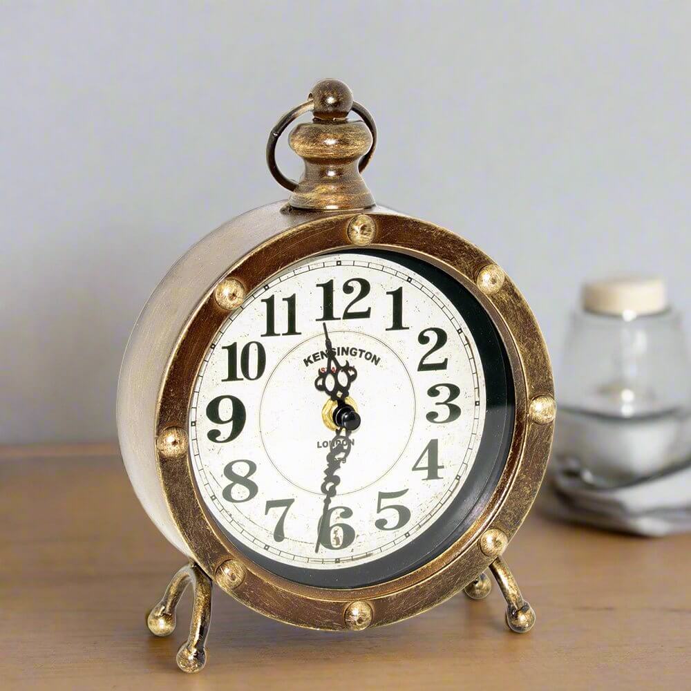 Antique Rustic Gold Kensington Table Clock Luxury Co