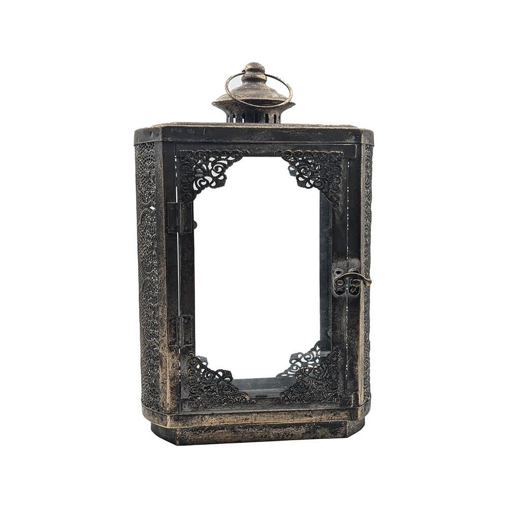 Arabesque Lantern Aged Rustic Gold Candle Holder Luxury Co
