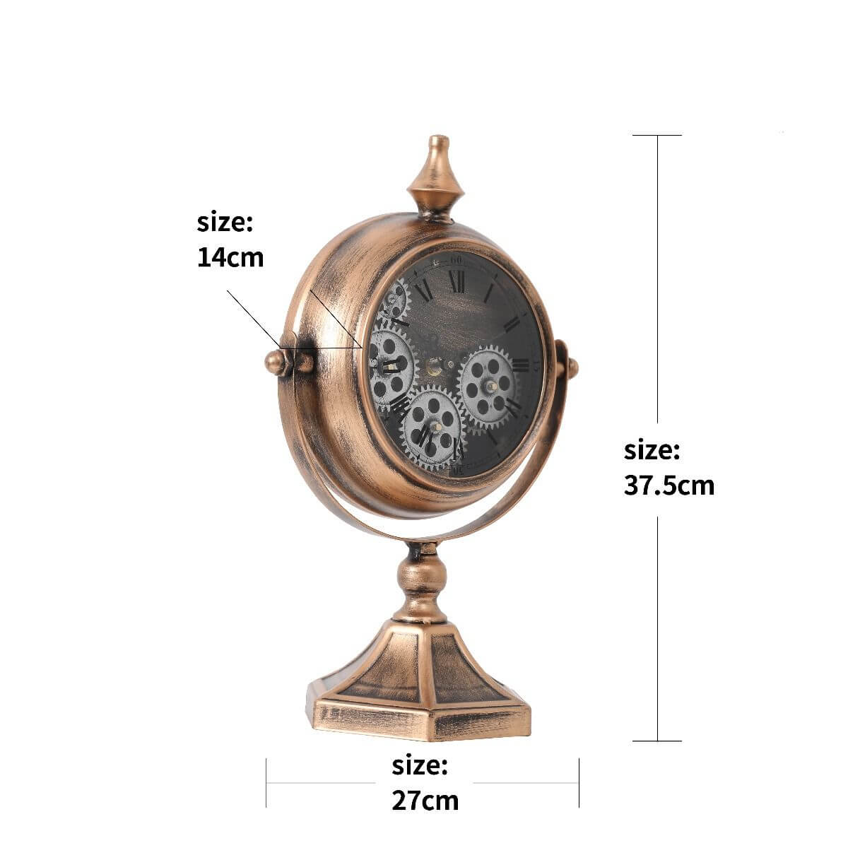 Atlas Bedside Moving Gear Clock - Rose Gold/Copper - Luxury Co