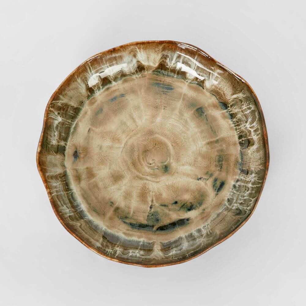 Belia Decorative Platter Brown Stoneware Large Luxury Co