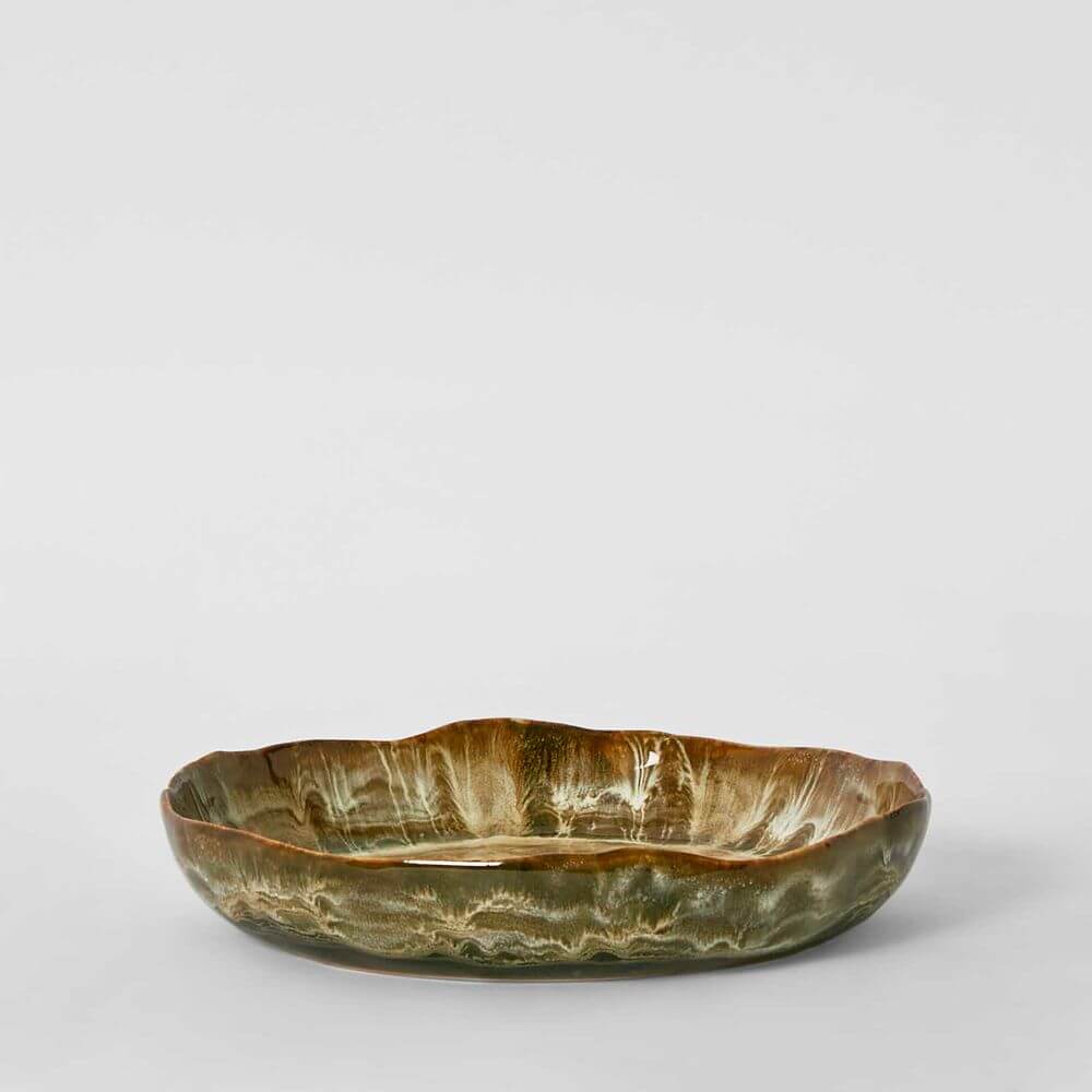 Belia Decorative Platter Brown Stoneware Large Luxury Co