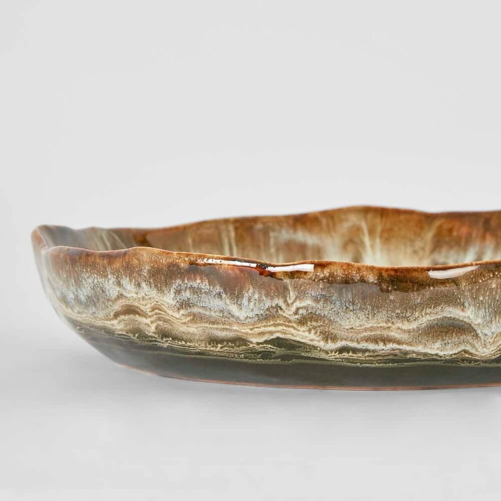 Belia Decorative Platter Brown Stoneware Large Luxury Co