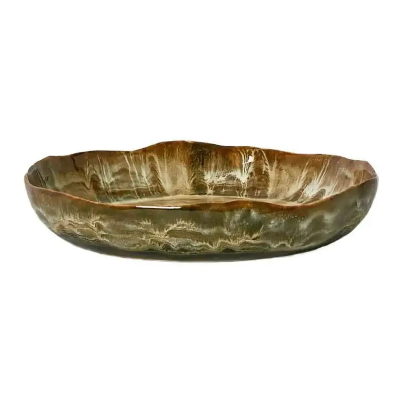 Belia Decorative Platter Brown Stoneware Large Luxury Co
