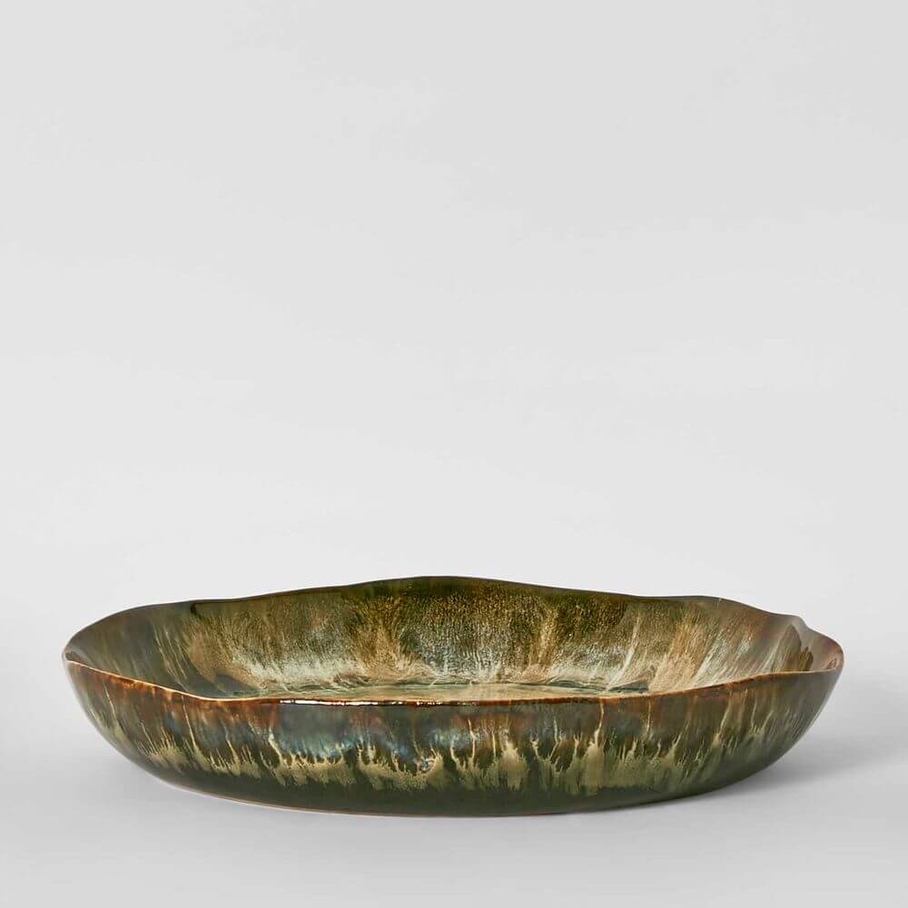 Belia Decorative Platter Brown Stoneware Small Luxury Co