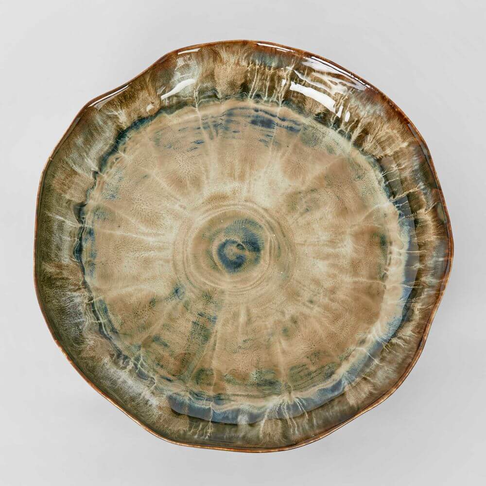 Belia Decorative Platter Brown Stoneware Small Luxury Co