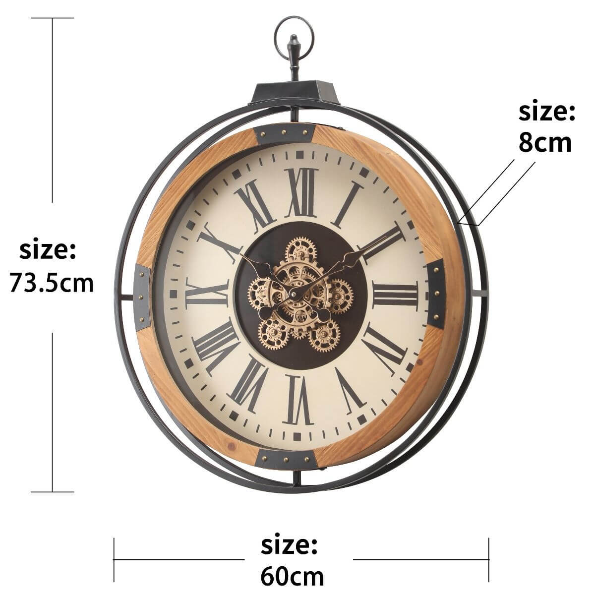 Champs Elysees White Face Gear Movement Wall Clock, 74cmAdd Parisian charm to your space with our elegant 74cm wall clock, featuring classic Roman numerals and exposed gears.
