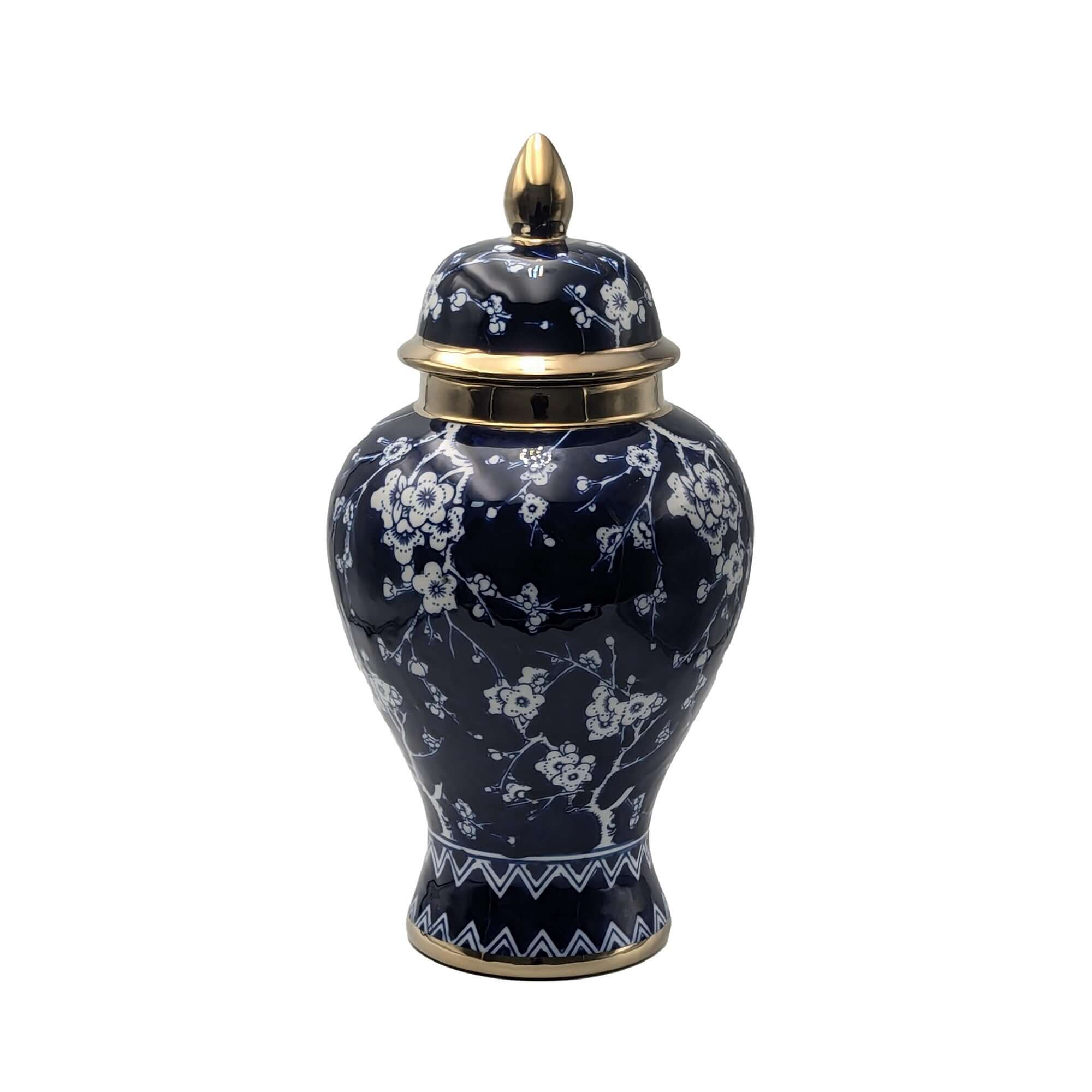 Cherry Blossom Ceramic Jar With Lid Navy Blue Luxury Co