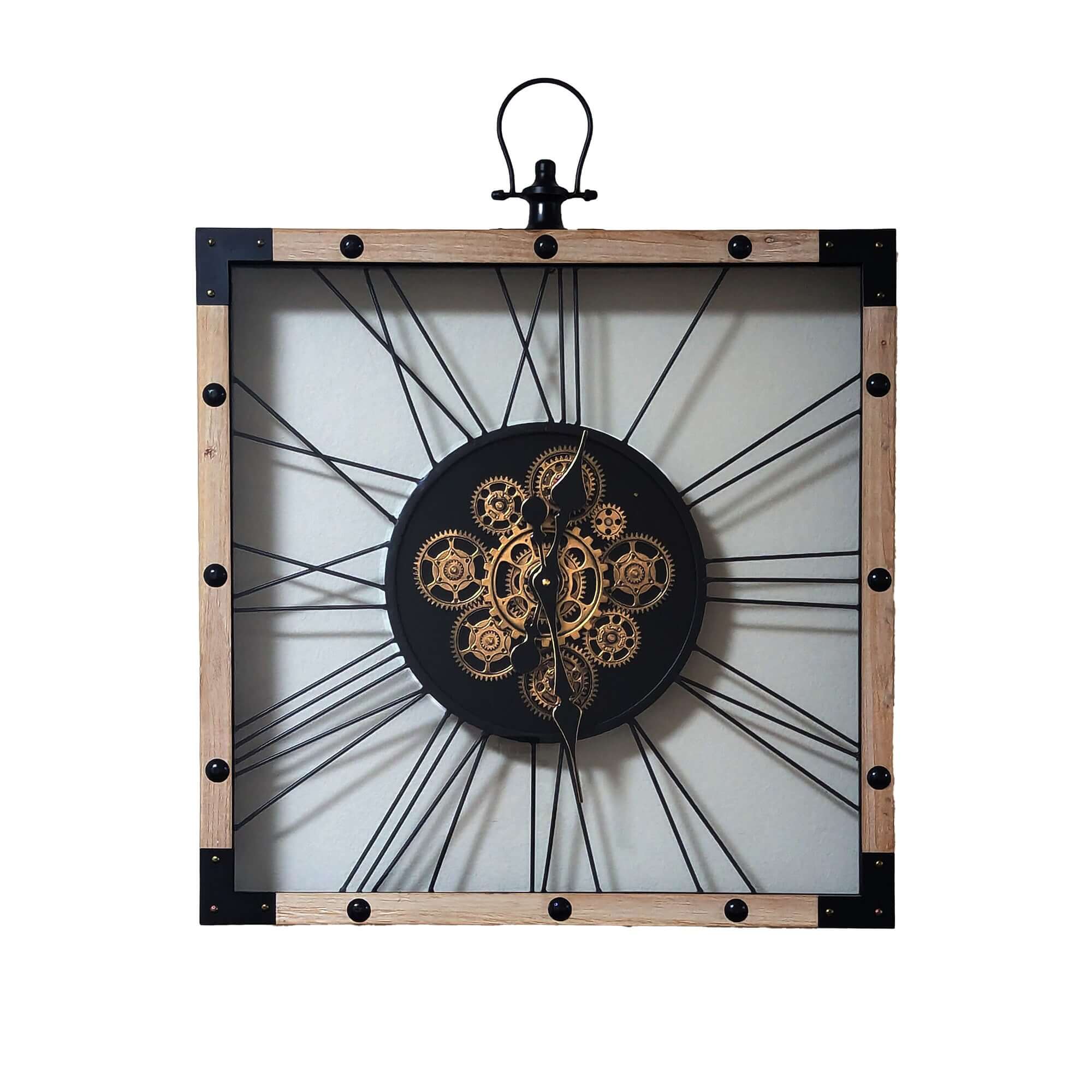 Industrial Moving Gear Wall Clock 65cm Square