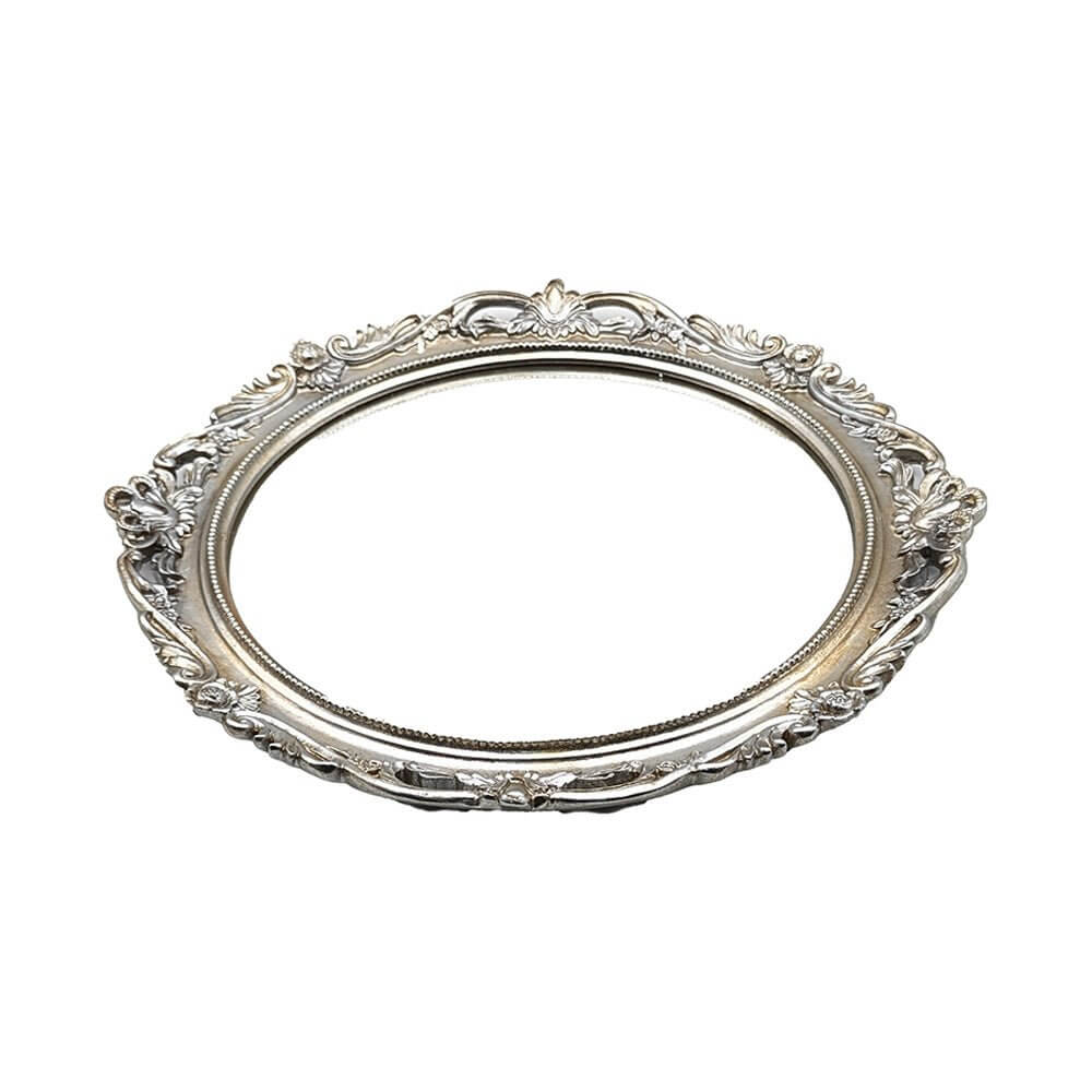 Decorative Round Mirror Tray Silver | 40cm Luxury Co