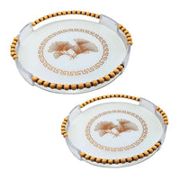 Serving Tray Set Elegant Round Glass & Wood