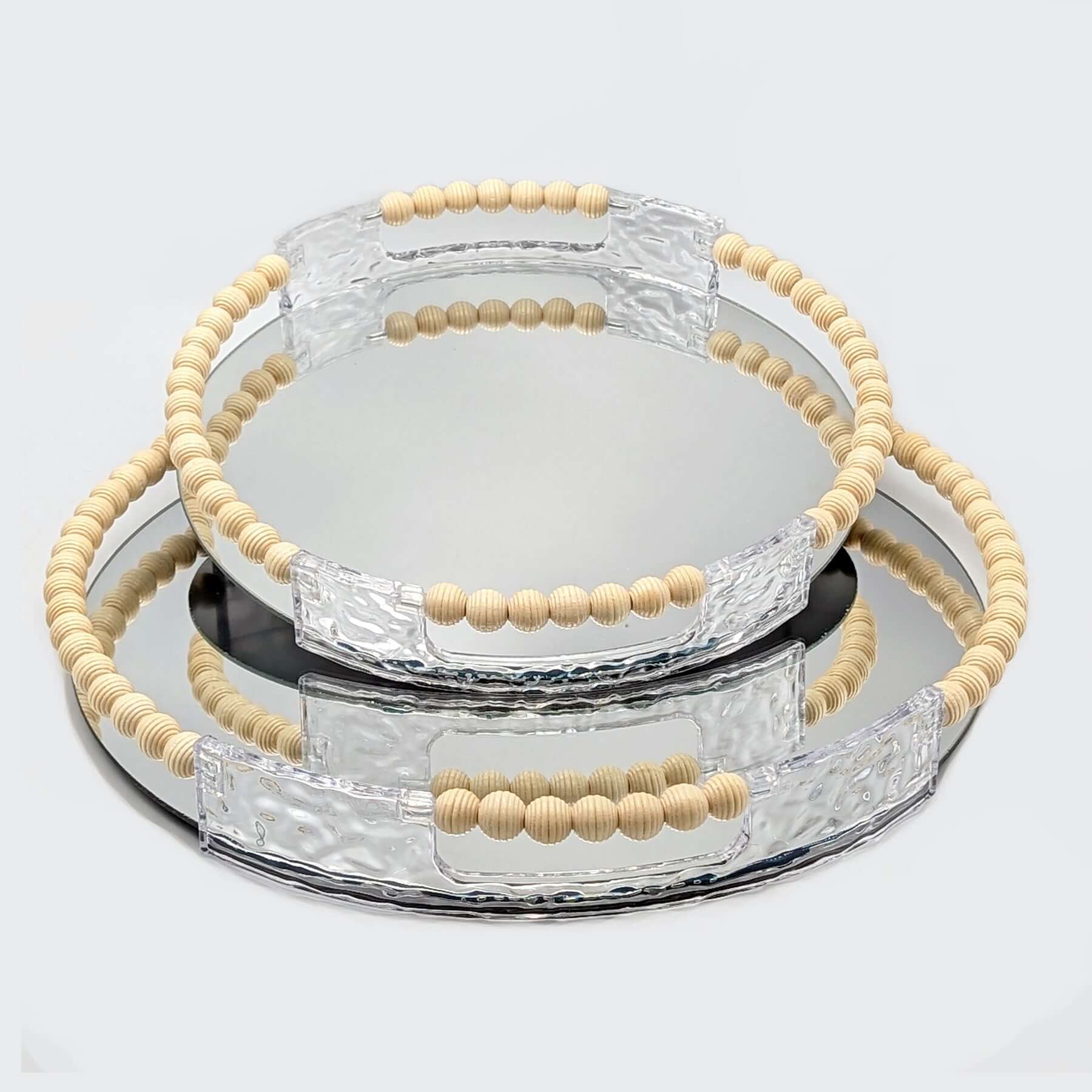 Elegant Round Vanity Mirror Tray Set - Pack of 2 Luxury Co