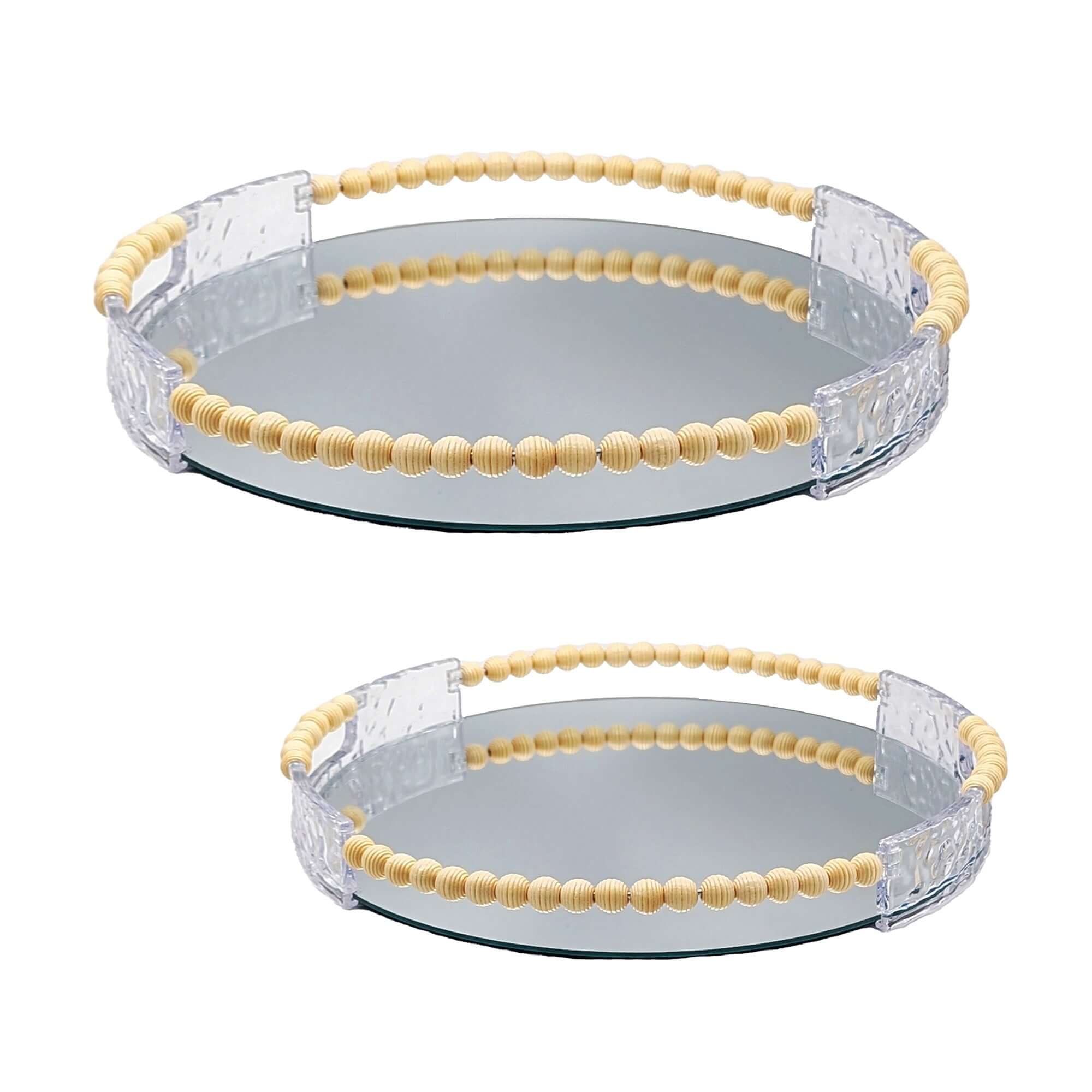 Elegant Round Vanity Mirror Tray Set - Pack of 2 Luxury Co