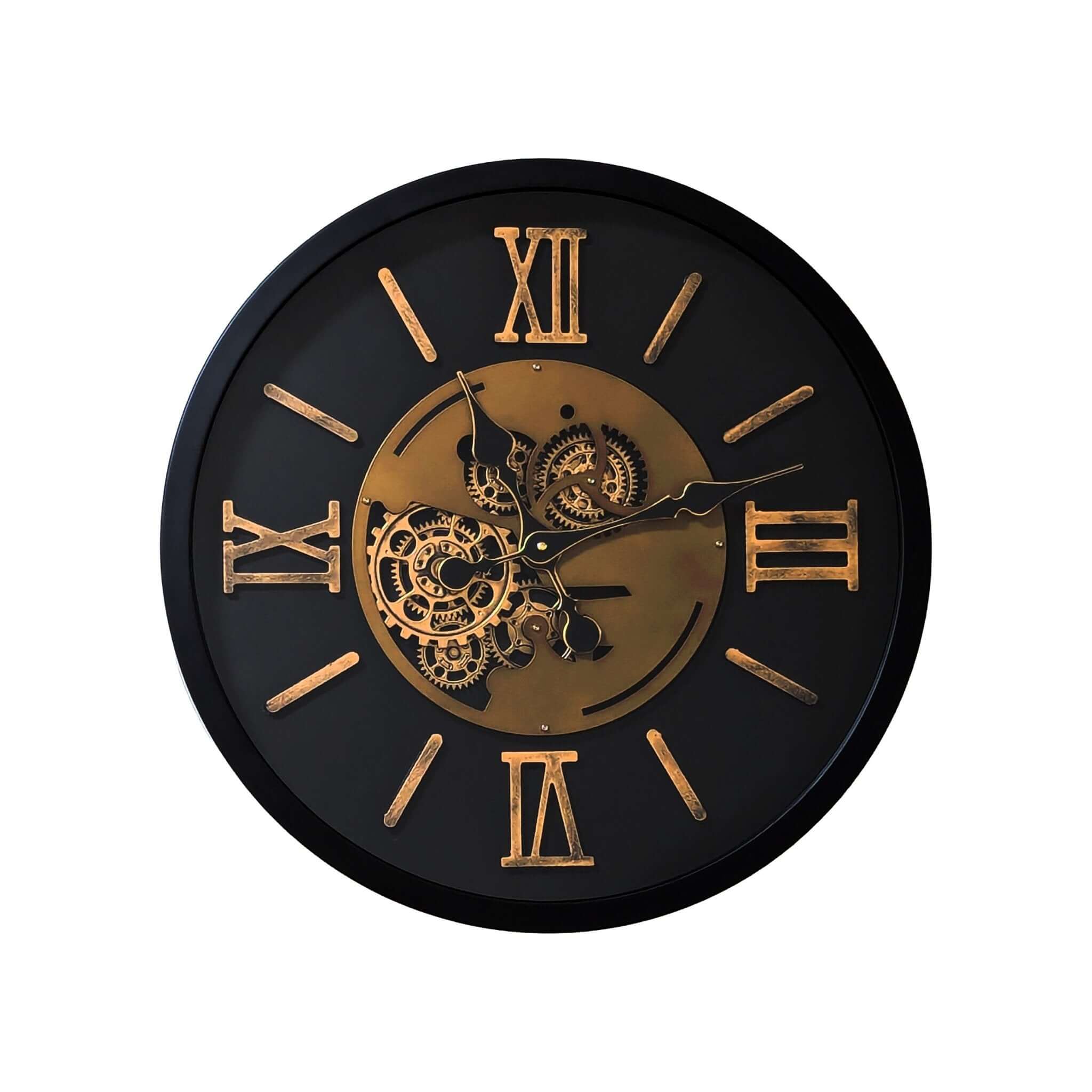 Eli Gear Wall Clock | 58cm Luxury Statement TimepieceElevate your decor with Eli Gear's 58cm clock, blending industrial charm with vintage elegance. Mesmerizing exposed gears and antique touches.