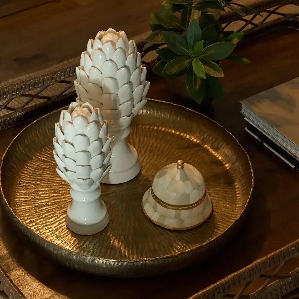 Felix Antique Gold Hammered Aluminium Tray 53cm Luxury Co