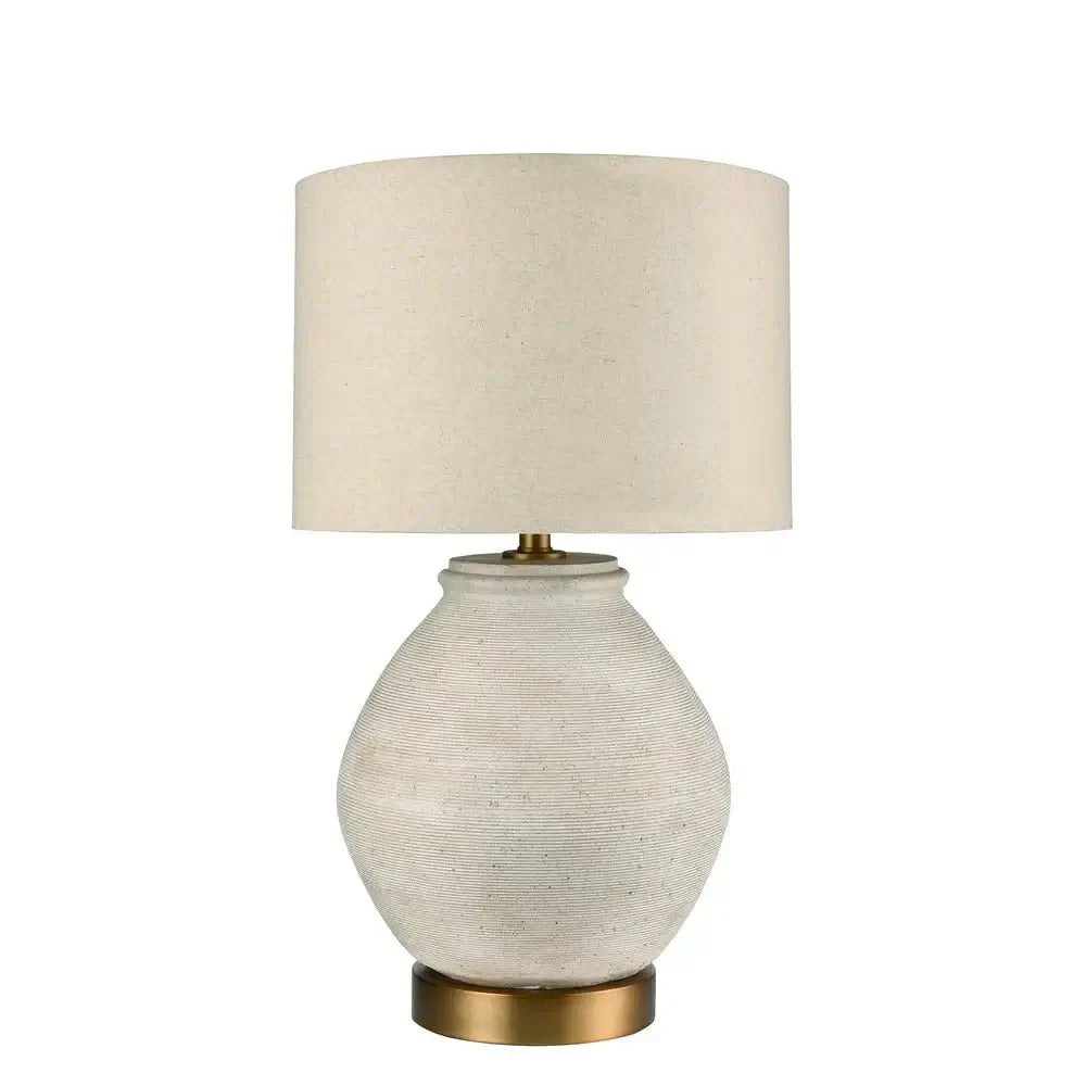 Forbes White Sandstone Table Lamp Linen Shade 66cm Luxury Co