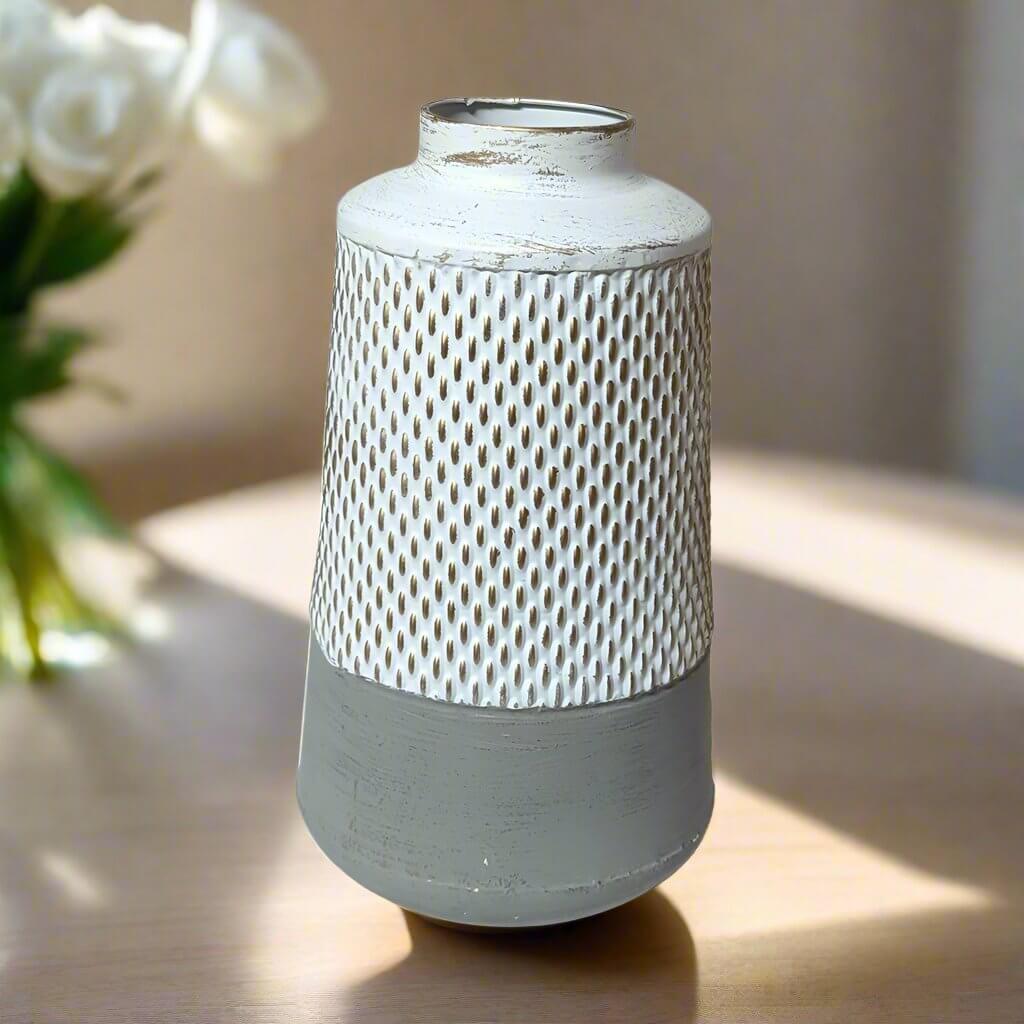 Glitzhome Metal Vase Modern Vintage Metal Vase - Distressed Gold Tall