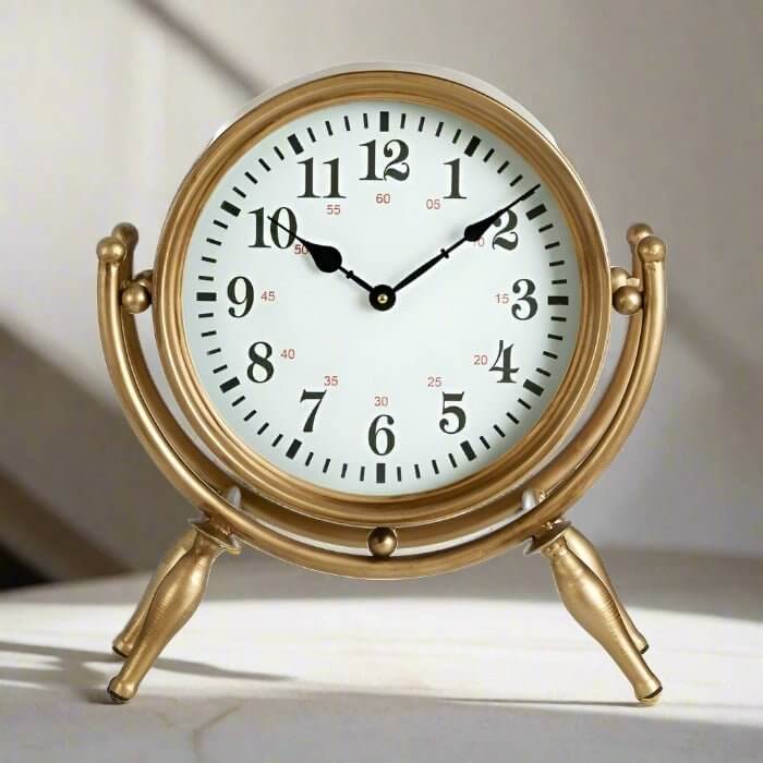 Hayden Gold Angled Legs Table Clock 34cm Luxury Co