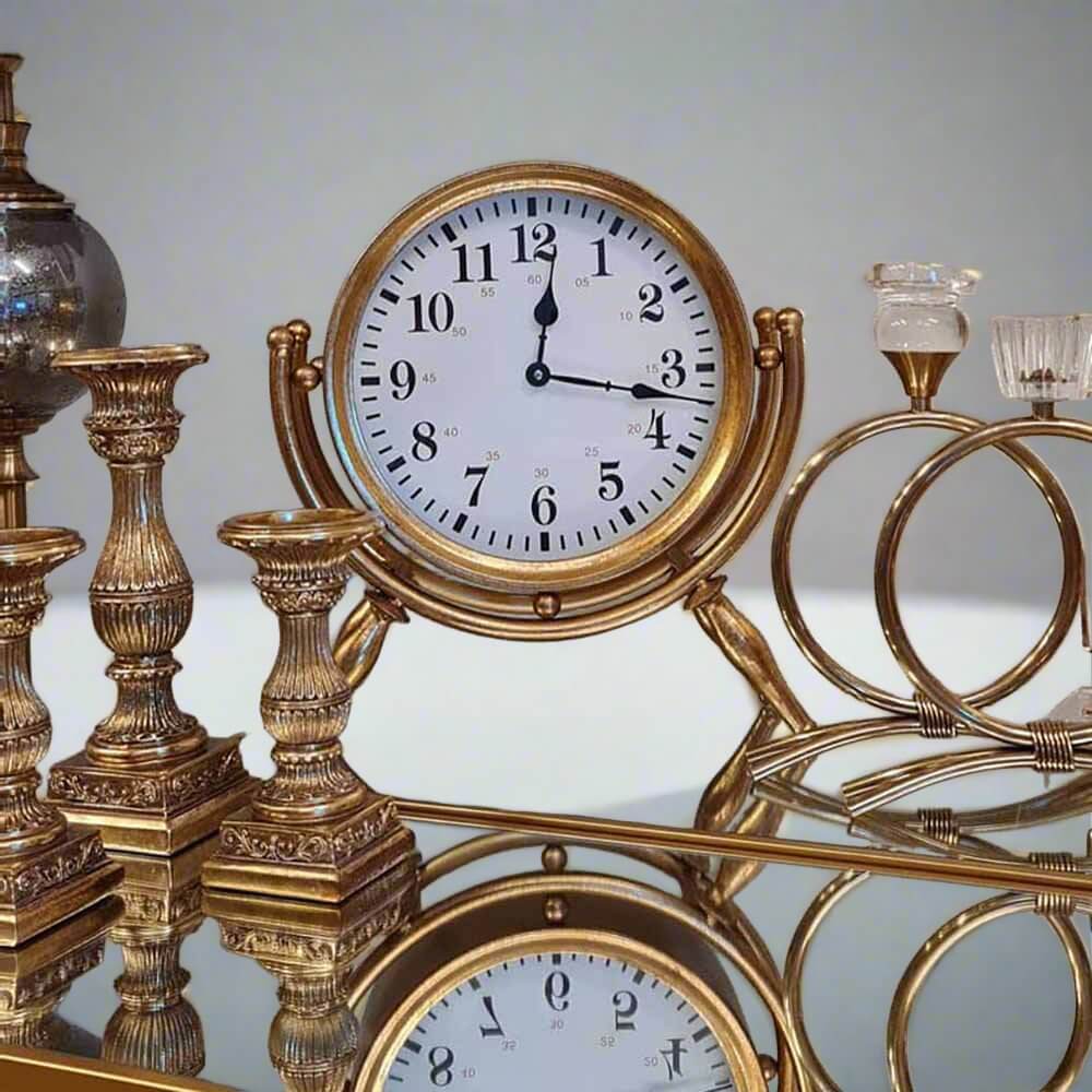 Hayden Gold Angled Legs Table Clock 34cm Luxury Co