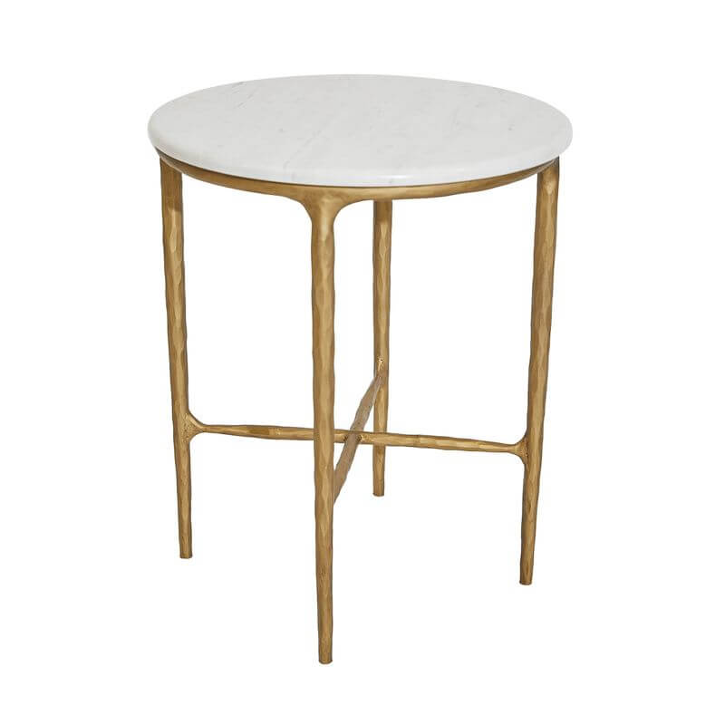 Heston Marble Round Modern Brass Table - 45cm Luxury Co