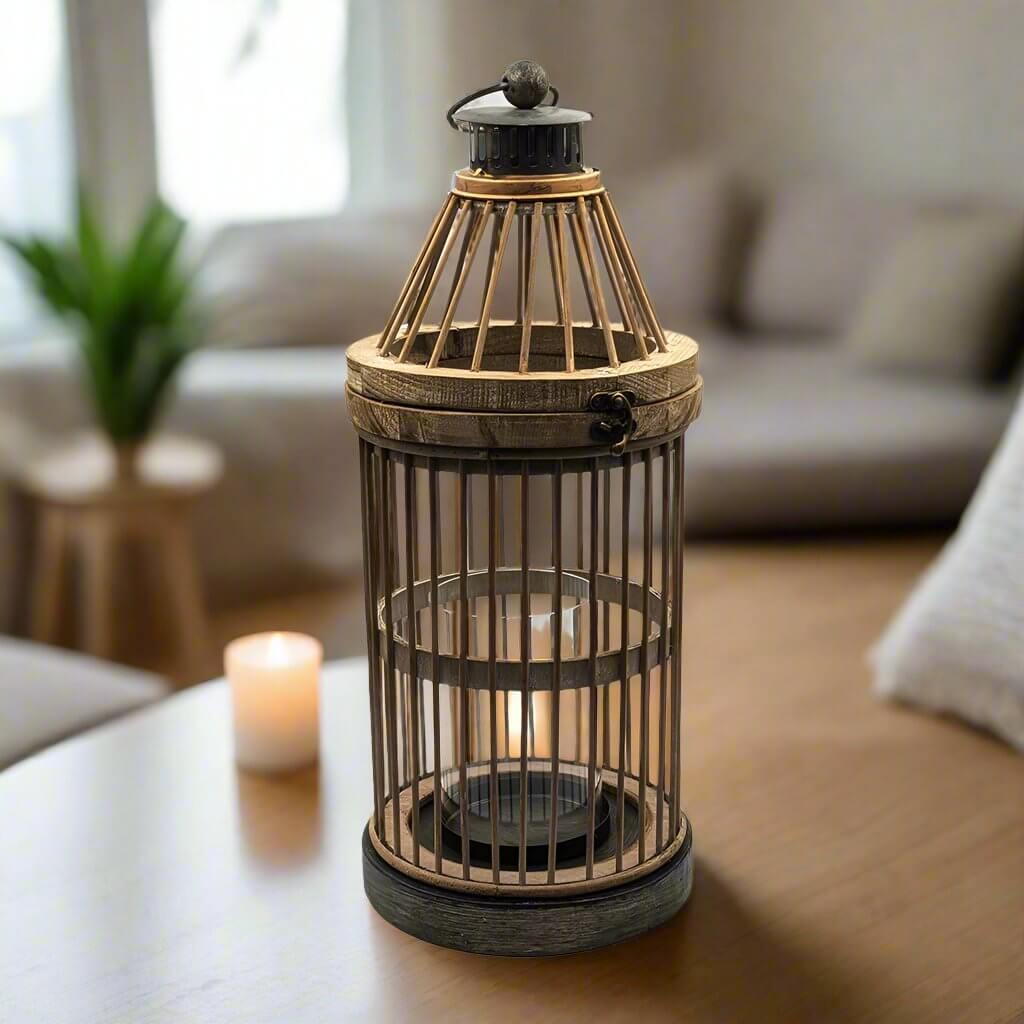 Home Beautiful Wooden Candle Lantern Large Luxury Co