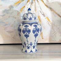 Hand Painted Floral Ginger Jar – Blue & White Chinoiserie