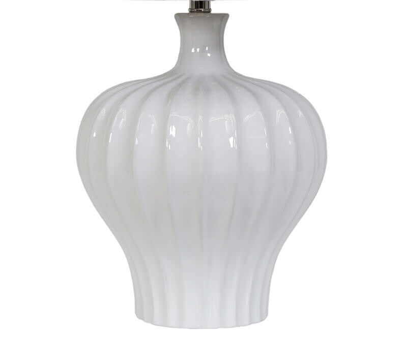 Justina Fluted White Ceramic Table Lamp + Shade Luxury Co