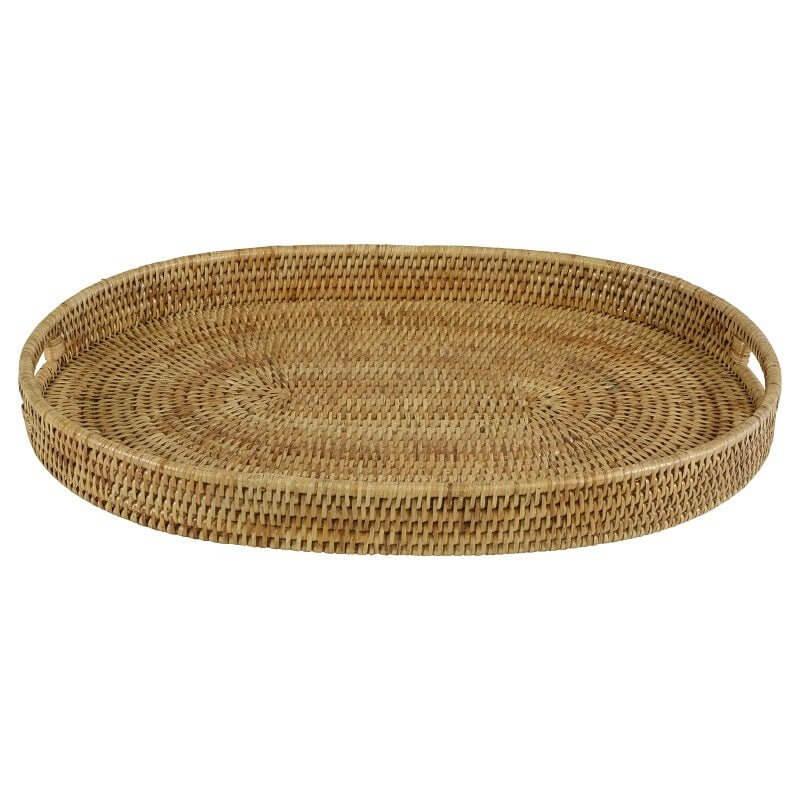 Mandalay Oval Rattan Tray Set Natural Finish Luxury Co