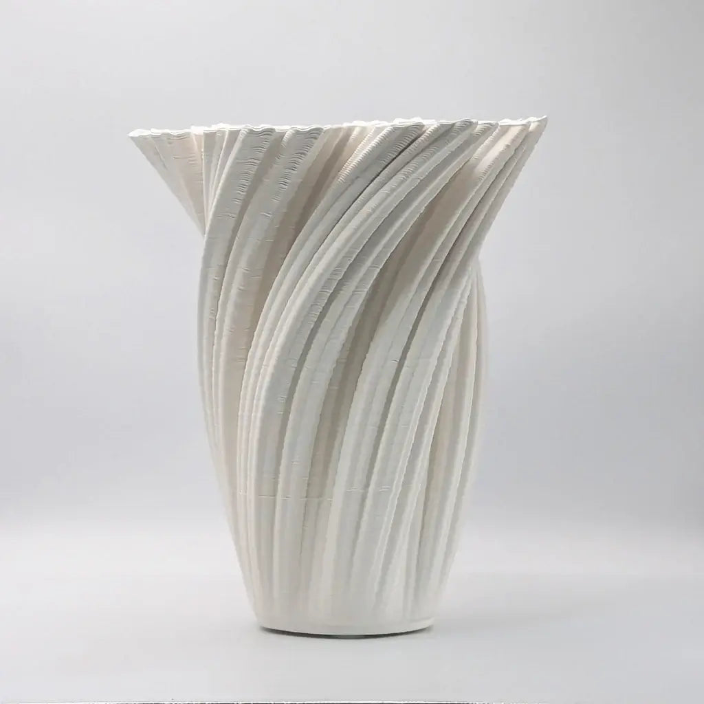 Ornamental 3D Printed Ceramic Vase - 29cm White