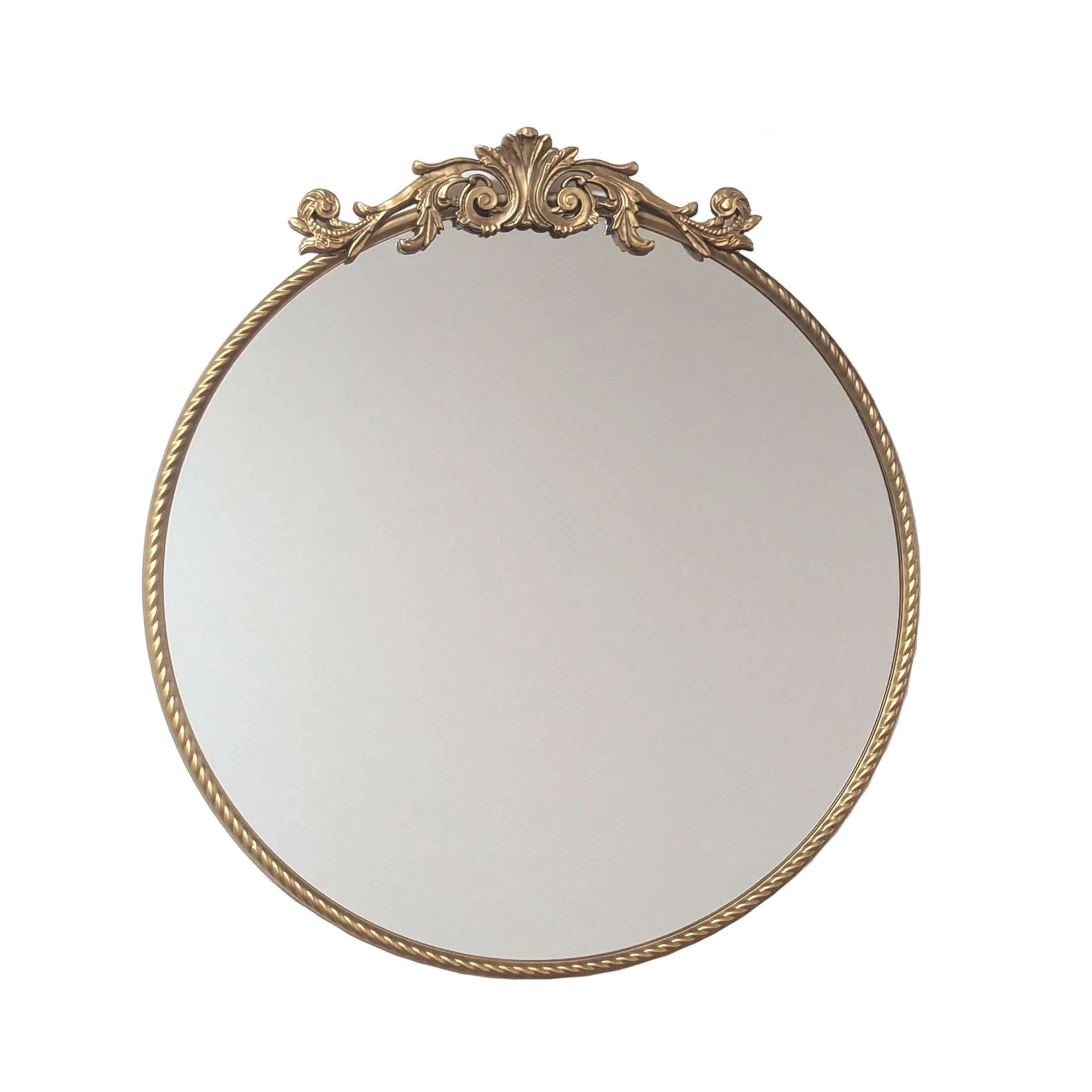 Baroque gold round mirror with ornate decorative frame
