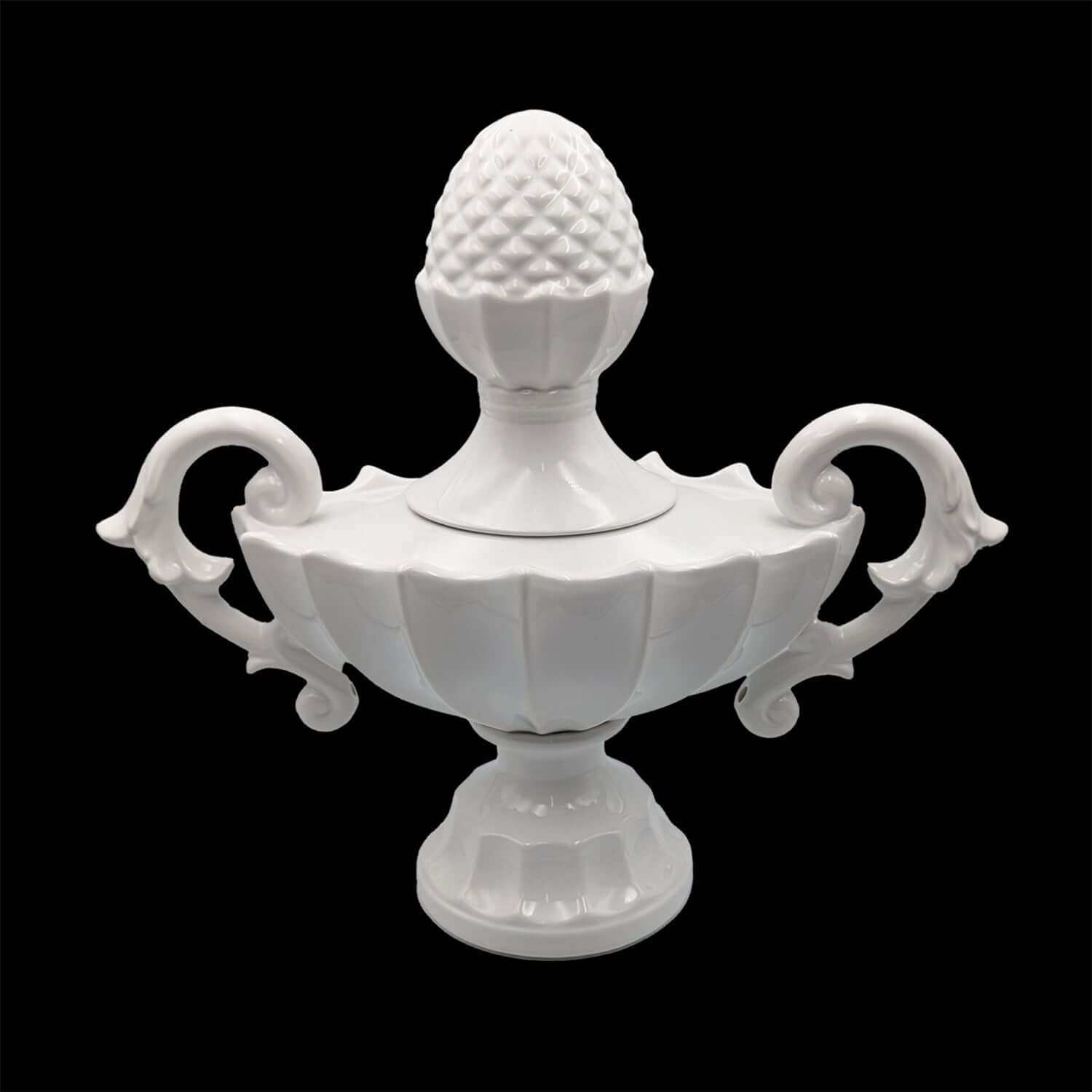 Nera White Gloss Decorative Lidded Urn Luxury Co