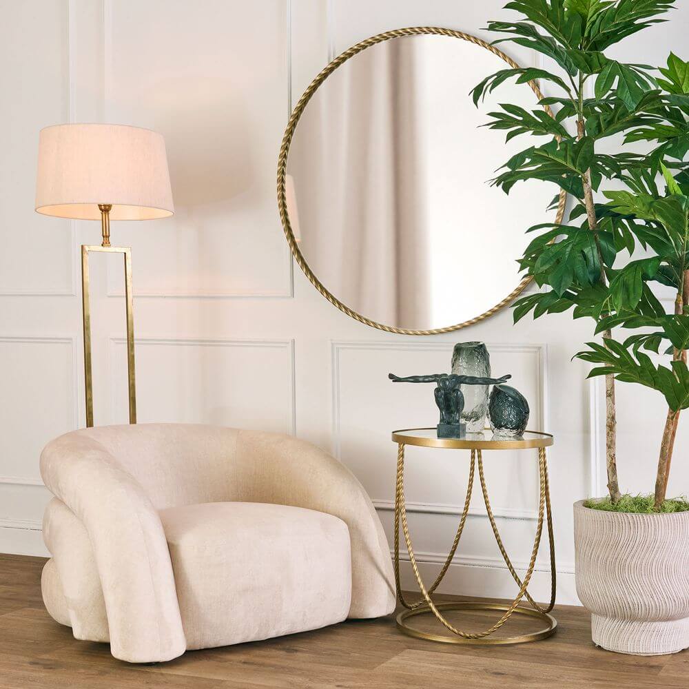 Palais Round Side Table Glass Top - Metal Gold Finish Luxury Co