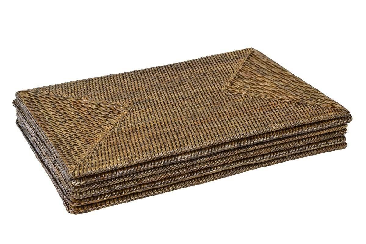 Plantation Rectangle Rattan Placemats Set of 6