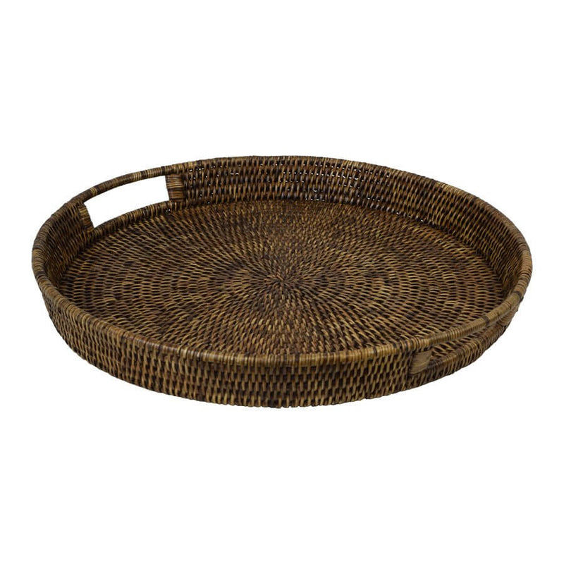 Round Rattan Serving Tray Artisanal Round Rattan Serving Tray