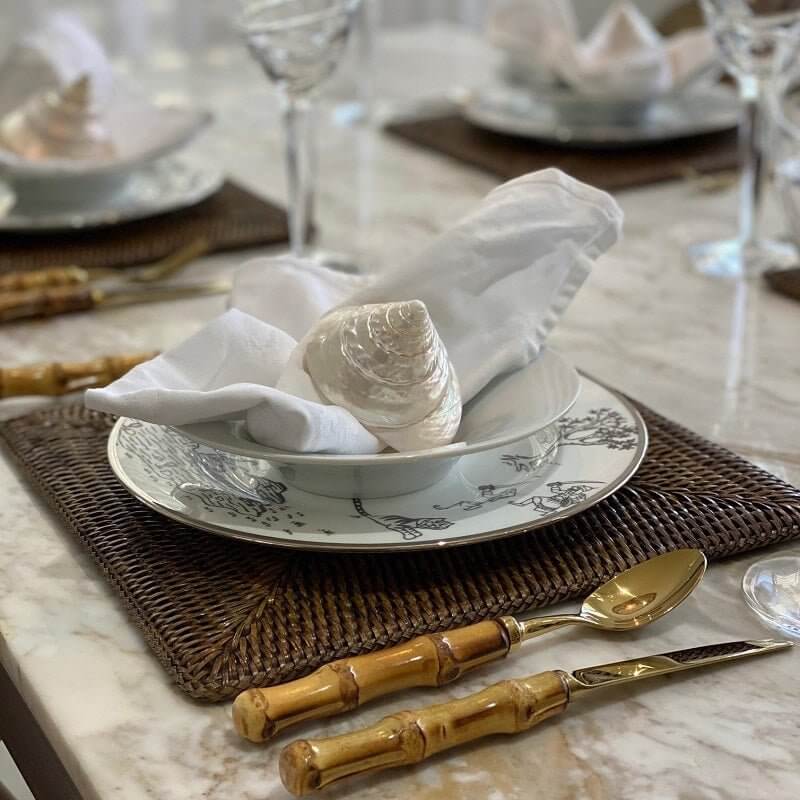 Square Rattan Placemats Set Plantation Set of 6