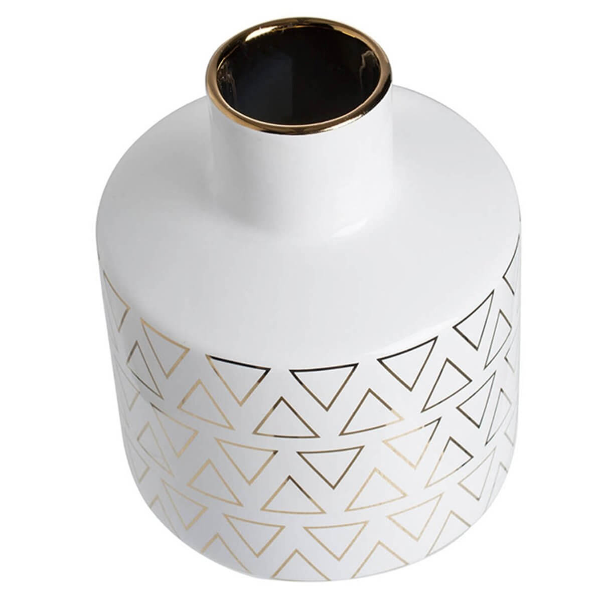 Ceramic Vase in White & Gold – Modern Minimalist Accent, 20cmElevate your home with this stylish Ceramic Vase in White & Gold, featuring premium ceramic design with polished gold accents for a modern touch.