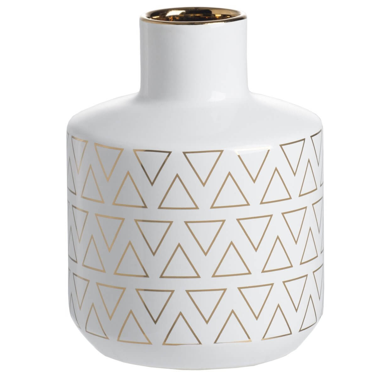 Ceramic Vase in White & Gold – Modern Minimalist Accent, 20cmElevate your home with this stylish Ceramic Vase in White & Gold, featuring premium ceramic design with polished gold accents for a modern touch.