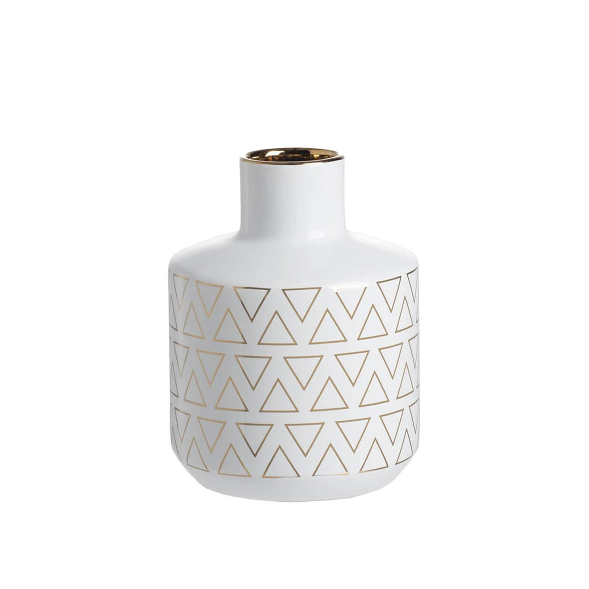 Ceramic Vase in White & Gold – Modern Minimalist Accent, 20cm