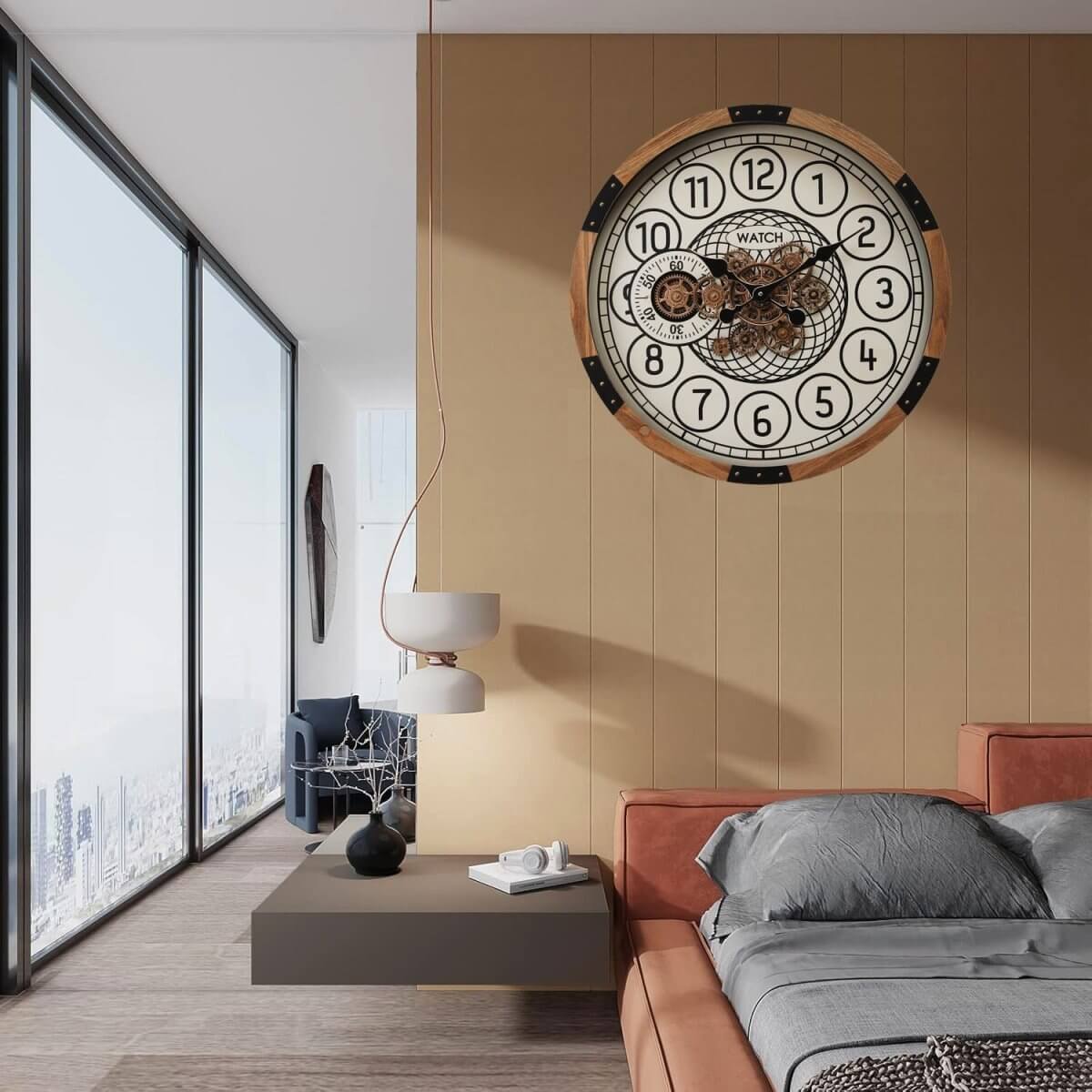 Bloomfield Wooden Moving Gear Wall Clock, 63.5cmTransform your space with Bloomfield's 63.5cm clock, featuring 3D gears and a natural wood finish. Perfect for adding rustic charm to modern homes.