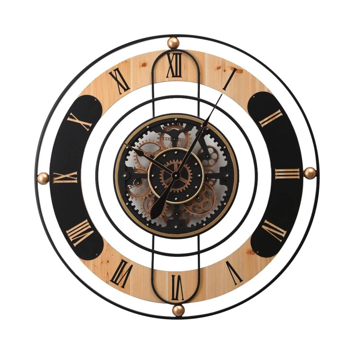 Vintage Country Round Wall Art Clock with Exposed Gears, 90cmBring rustic charm home. Discover vintage elegance and industrial style with this 90cm round wall clock featuring exposed gears.