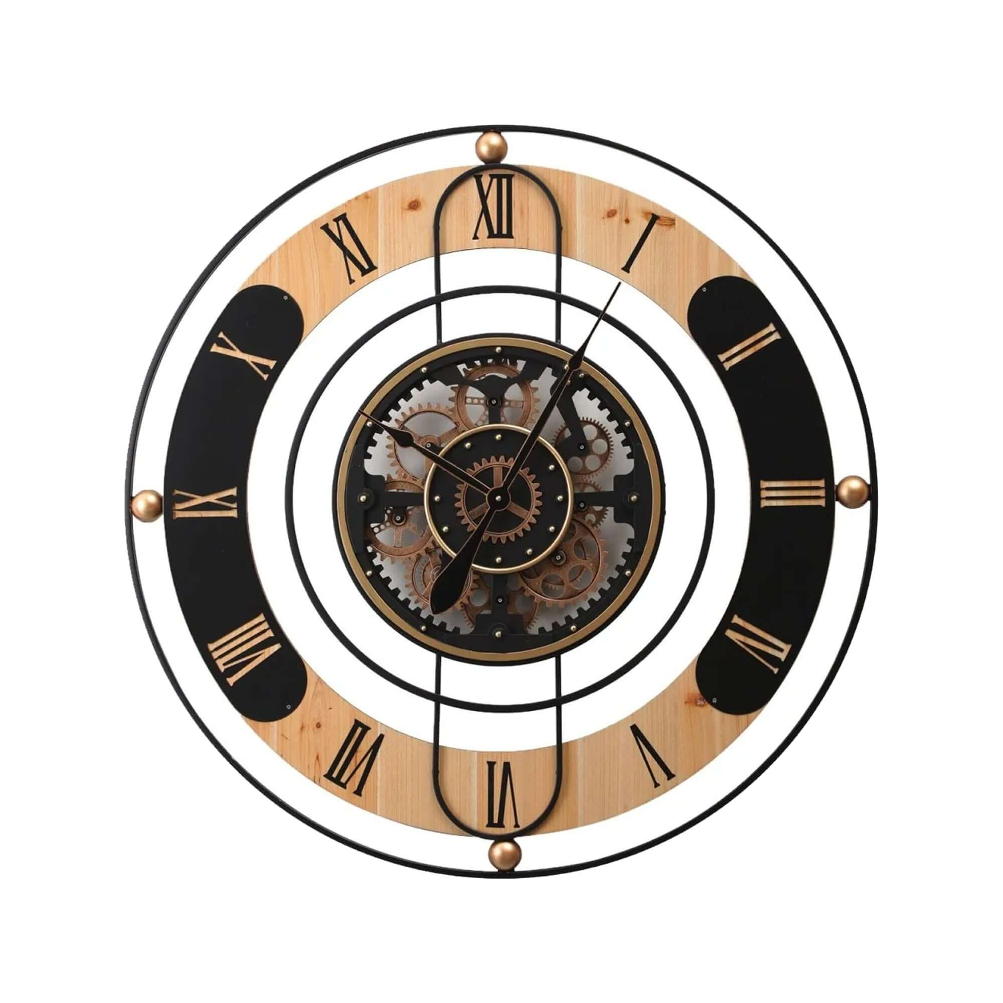 Vintage Country Round Wall Art Clock with Exposed Gears, 90cmBring rustic charm home. Discover vintage elegance and industrial style with this 90cm round wall clock featuring exposed gears.