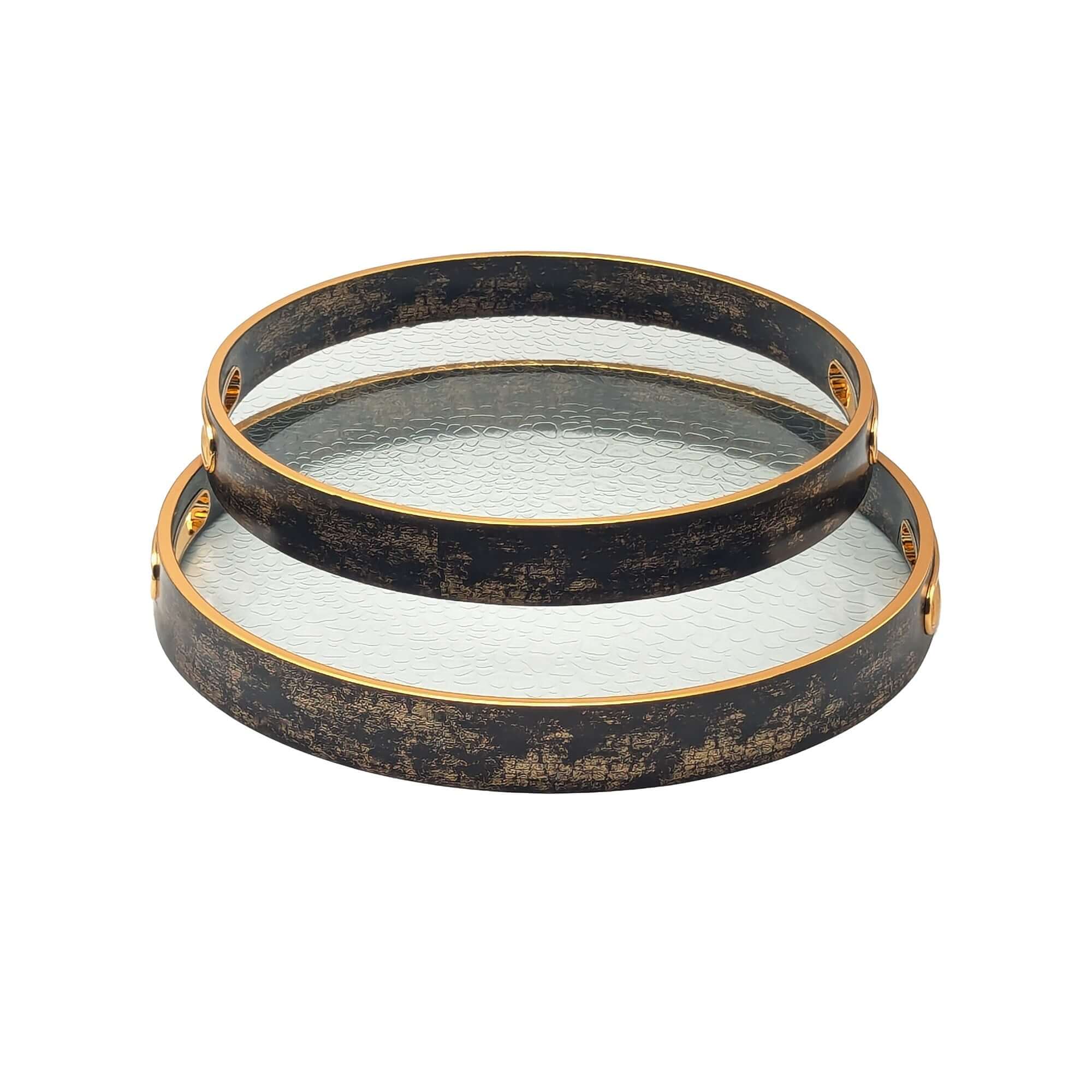 Rustic Champagne Round Serving Trays Luxury Co